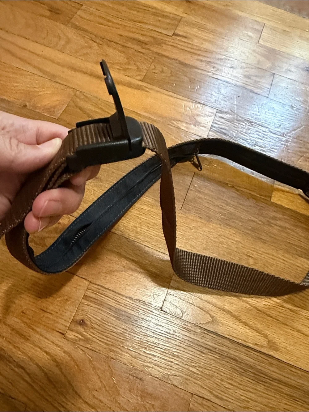 Men's Brown Webbing hidden money Belt with Black Buckle